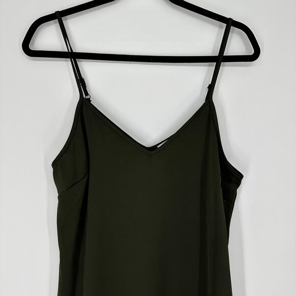 Sam Edelman Green Satin Spaghetti Strap V Neck Womens Midi Slipdress Sz 6 - Picture 3 of 7